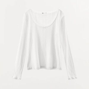 LACE TRIM POINTELLE T-SHIRT